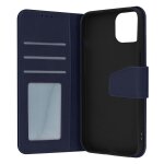 Housse pour iphone 14 pro max cuir premium porte - carte support vid�o bleu