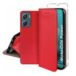 Housse pour motorola moto g06 / g06 power - etui coque pochette portefeuille + verre trempe - rouge magnet ...