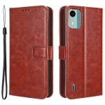 Housse pour nokia c12 / c12 pro / c12 plus - etui coque pochette portefeuille + film ecran - marron