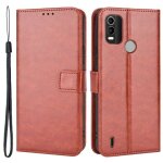 Housse pour nokia c21 plus - etui coque pochette portefeuille + film ecran - marron