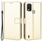 Housse pour nokia c21 plus - etui coque pochette portefeuille + verre trempe - or