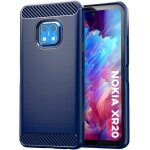 Housse nokia xr20 bleu - coque tpu effet fibre de carbone, grip gel antichoc antirayures, protection ...