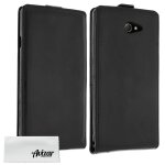Housse pochette � rabat vertical sur coque silicone incassable sony xperia m2 et m2 aqua - noir + chiffonnette ...