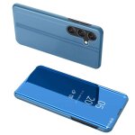 Housse pour samsung galaxy a05s - etui coque portefeuille clear view miroir + verre trempe - bleu