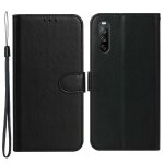 Housse pour sony xperia 10 v - etui coque pochette portefeuille + verre trempe - noir