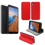 Housse xiaomi redmi 7a rouge - etui coque xiaomi redmi 7a protection antichoc � rabat smartphone 2019 ...