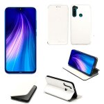 Housse xiaomi redmi note 8t blanche avec fonction stand - etui coque blanc protection antichoc a rabat ...