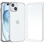 Hqselection coque pour iphone 15 plus (6. 7 )transparente silicone en gel tpu souple + 2 verre tremp ...