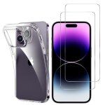 Hqselection� coque pour iphone 15 pro max (6. 7 ) transparente silicone en gel tpu souple + 2 verre ...
