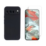 Hqselection� coque noir mat en silicone souple pour google pixel 9 pro xl + 2 verre tremp� film protection ...