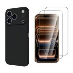 Hqselection� coque silicone noir mat pour iphone 17 pro max - 2 verre tremp� anti rayures - ultra r�sistant ...