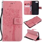 Huawei honor 10 coque, saturcase arbre a chat pu cuir magn�tique flip portefeuille support porte - carte ...