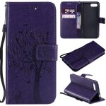 Huawei honor 10 coque, saturcase arbre � chat pu cuir magn�tique flip portefeuille support porte - carte ...