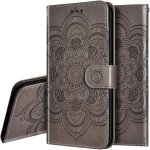 Huawei honor 10 tui mandala embossed cuir bookstyle flip porte - cartes de crdit portefeuille magntique ...