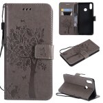 Huawei honor 8x coque, saturcase arbre � chat gaufrage pu cuir magn�tique flip portefeuille support porte ...