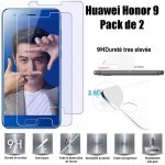 Huawei honor 9 vitre protection d'ecran en verre tremp� incassable tempered glass (lot de 2) pour huawei ...