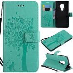 Huawei mate 20 coque, saturcase arbre � chat gaufrage pu cuir magn�tique flip portefeuille support porte ...