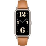 Huawei watch fit mini - dor� clair - montre connect�e avec bracelet - cuir - brun moka - taille du poignet ...