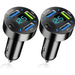 Hudb - 2 pcs 4 ports allume cigare usb c, 66w avec charge rapide super et pd, chargeur rapide de voiture ...