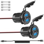 Hudb - lot de 2 prise usb - c voiture 90w 4 ports etanche 12v, double pd 36w et double qc 3. 0 usb chargeur ...
