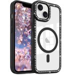 Pour iphone 14 / 13 coque brillante transparente housse cellulaire brillant diamant strass pour femme ...