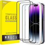 Iphone 14 pro 6. 1 inch full coverage screen protector, black edge full coverage tempered glass film ...