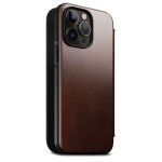 Iphone 14 pro - etui portefeuille nomad modern leather folio en cuir horween� compatible magsafe (marron) ...