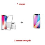 Pour iphone x - 3 films protection ecran verre trempe anti casse anti - rayures + coque transparente(ref:eua66 ...