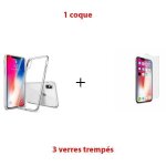 Pour iphone x - 3 films protection ecran verre trempe anti casse anti - rayures + coque transparente(ref:jtc77 ...