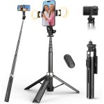 Jgd - 110cm perche � selfie avec tr�pied et lumi�re, trepied smartphone avec t�l�commande, tr�pied t�l�phone ...