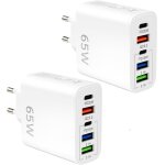 Jgd - lot de 2 chargeur usb c rapide 65w � 5 ports, prise usb multiple avec 2 usb c pd & 3 usb a qc3. ...