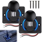 Jgd - 2 pi�ces prise de chargeur usb 12v / 24v, chargeur de voiture double usb 3. 1a avec interrupteur, ...