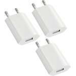 Jgd - lot de 3 chargeur usb 5v / 1a bloc prise adaptateur 5v1a chargeur universel, prise usb secteur ...