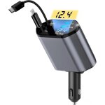 Jgd - 4 en 1 allume cigare usb c, retractable chargeur voiture 66w, chargeur allume cigare rapide adaptateurch ...