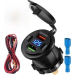 Jgd - 66w 12 volts prise usb, 4 ports prise de chargeur de voiture double pd 3. 1a 30w et double rapide ...