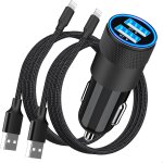 Jgd - [certifi� apple mfi] chargeur de voiture iphone charge rapide, 4. 8a double usb allume - cigare ...
