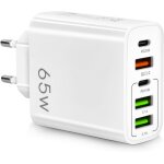 Jgd - chargeur usb c rapide 65w, prise multiple avec 2 usb c + 2 usb + 1 qc 3. 0, chargeur secteur usb ...