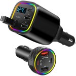 Jgd - chargeur de voiture usb c, 4 en 1 r�tractable 78 w, charge rapide, adaptateur allume - cigare de ...