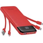 Jgd - charmast batterie externe 10000mah avec 4 c�bles int�gr�s batterie portable usb c mince power bank ...