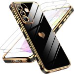 Jgd - coque pour samsung galaxy a36 / a 36 avec 2 verre tremp� silicone forme de coeur d'amour, housse ...