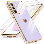 Jgd - coque pour samsung galaxy a36 / a 36 avec 2 verre tremp� silicone forme de coeur d'amour, housse ...