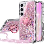 Jgd - coque pour samsung galaxy s23, fille silicone paillette bling glitter de luxe avec support, liquide ...