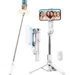 Jgd - perche � selfie avec tr�pied am�lior� - longue lumi�re led, 111cm tr�pied pour t�l�phone avec t�l�comman ...