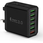 Jgd - usb plug, 33w 6 - port fast multi charger plug uk for iphone x xr xs 8 7 6s plus 5 5s 5c se 15 ...