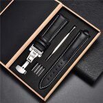 Kafol - bracelet de montre en cuir vritable 18mm 20 22 24mm, boucle papillon automatique, pour hommes ...