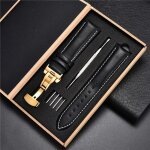 Kafol - bracelet de montre en cuir vritable 18mm 20 22 24mm, boucle papillon automatique, pour hommes ...