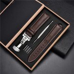 Kafol - bracelet de montre en cuir vritable 18mm 20 22 24mm, boucle papillon automatique, pour hommes ...