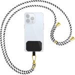 Kal - chaîne universelle pour téléphone portable - noir et blanc - pièces métalliques de couleur or - ... Kal - chaîne universelle pour téléphone portable - noir et blanc - pièces métalliques de couleur or - ...