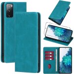 Kal - coque cuir pour samsung galaxy s20 fe 5g avec 1 verre tremp etui a rabat en pu porte - cartes ...