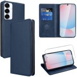 Kal - coque cuir pour samsung galaxy s24 fe 5g avec 1 verre tremp etui a rabat en pu porte - cartes ...